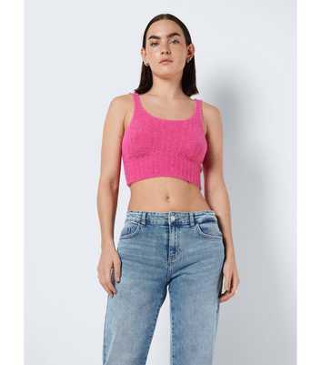 Noisy May Mid Pink Fluffy Knit Crop Top