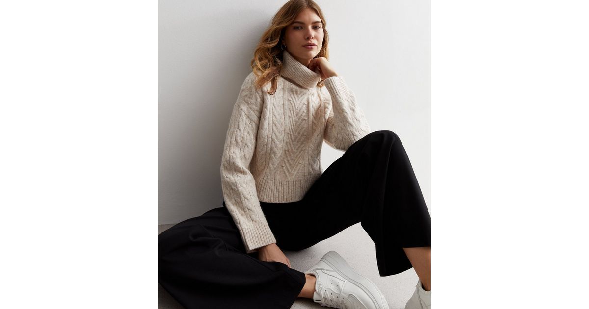Cream Cable Knit Roll Neck Jumper New Look