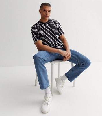 Men's Jack & Jones Blue Straight Leg Relaxed Fit Jeans New Look