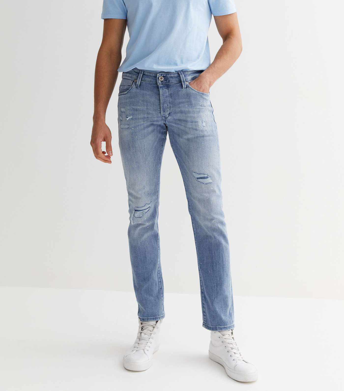 Jack & Jones Blue Ripped Seam Slim Fit Jeans Image 2