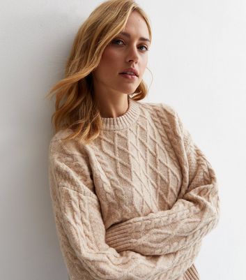 Beige cable knit clearance jumper