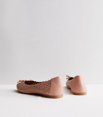 Pale Pink Floral Laser Cut Ballet Pumps New Look
