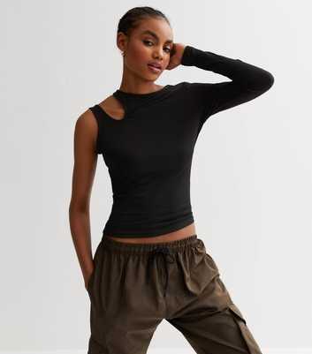 Noisy May Black Cut Out One Shoulder Top
