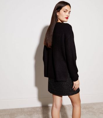 Black Crystal Embellished Jumper | New Look