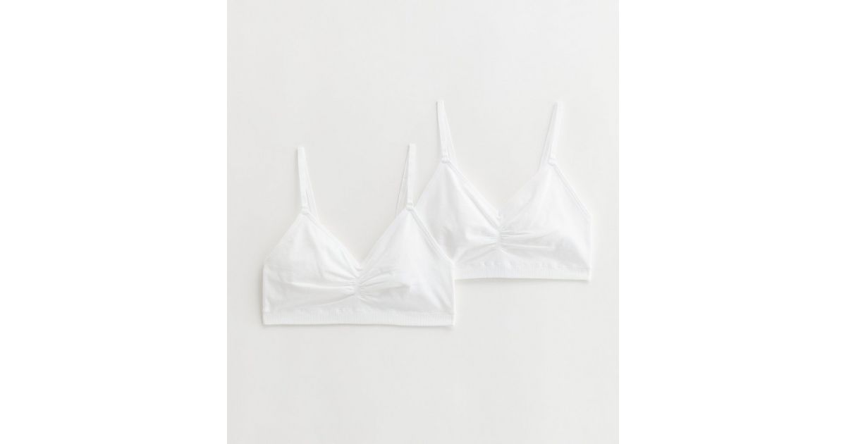 Girls 2 Pack White Seamless Non Wired Bras
