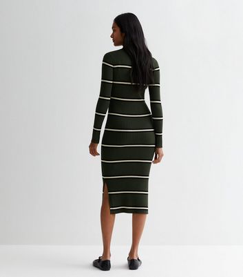 Green and hotsell black striped dress