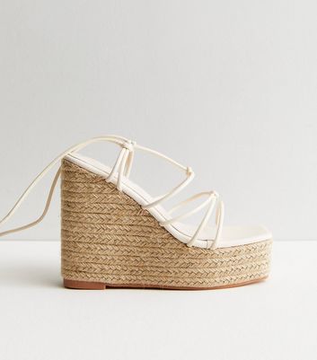 Public Desire Off White Strappy Espadrille Wedge Sandals New Look
