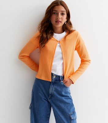 Orange button up online cardigan