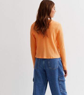 Orange cardigan new outlet look