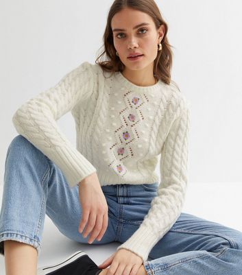 White embroidered clearance jumper