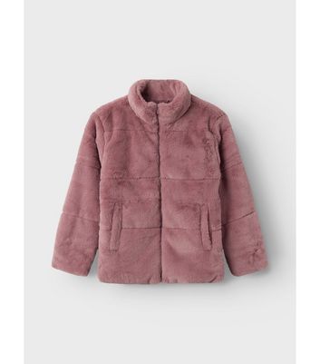 New look faux fur coat pink best sale