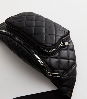 Black quilted shop bum bag