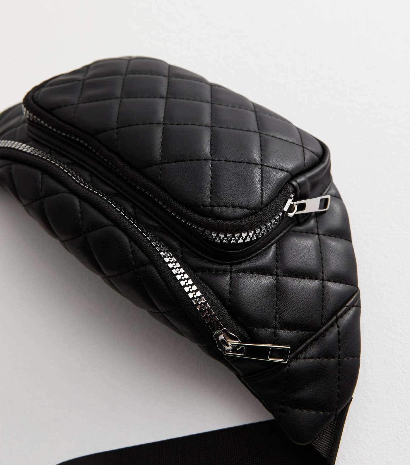 Black Leather-Look Quilted Bum Bag Image 3