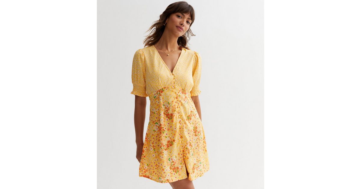 Jenny Yellow Floral Puff Sleeve Dress