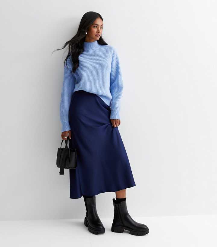 HALARA - Ribbed Knit High Waisted Blue Skirt - Size XS