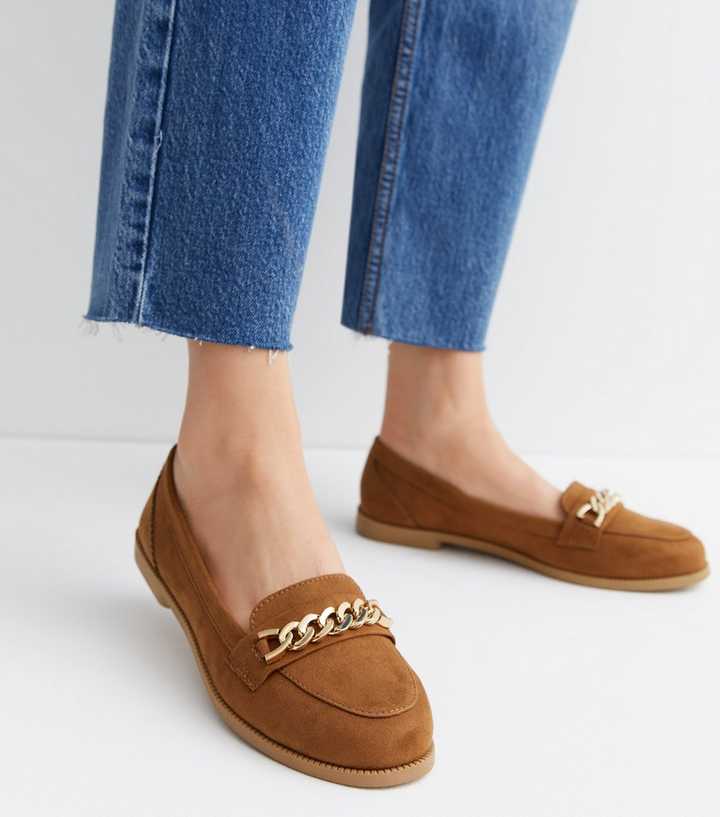 wide fit tan loafers