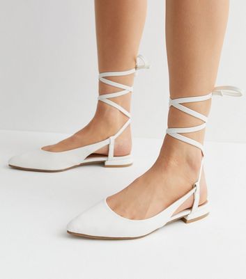 Girls white lace up on sale pumps