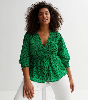 Green peplum hot sale blouse