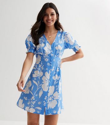 Blue and white deals flower dress new look