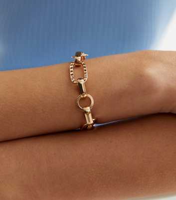 Gold Oval Circle Chain Bracelet