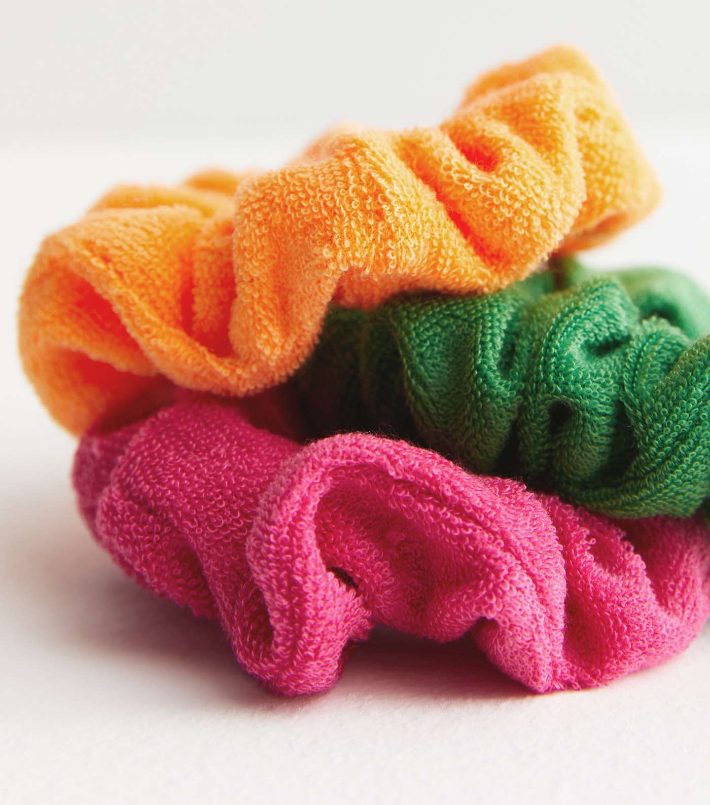 3 Pack Multicoloured Towelling Scrunchies Image 2