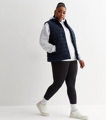 Curves Navy Lightweight Puffer Gilet New Look