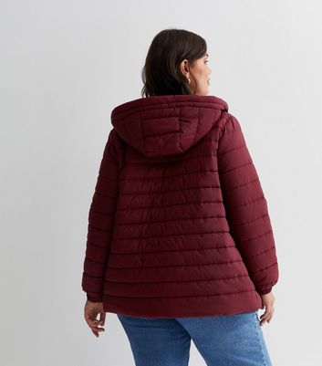 Burgundy puffer store jacket women's