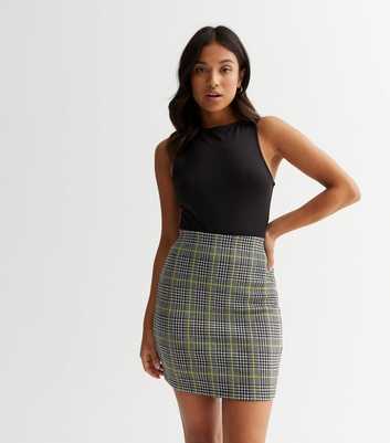 Black Check High Waisted Tube Skirt