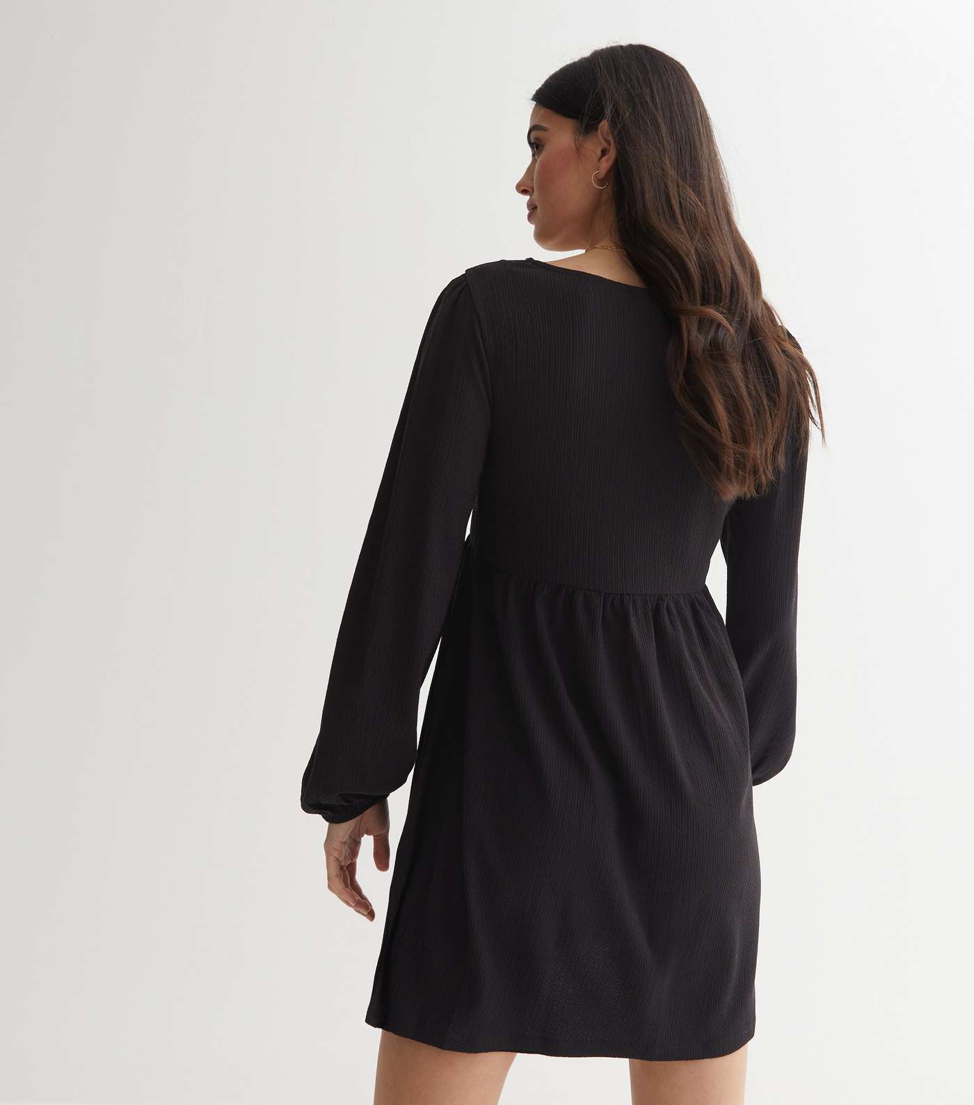 Black Crinkle Jersey Sweetheart Mini Dress Image 4