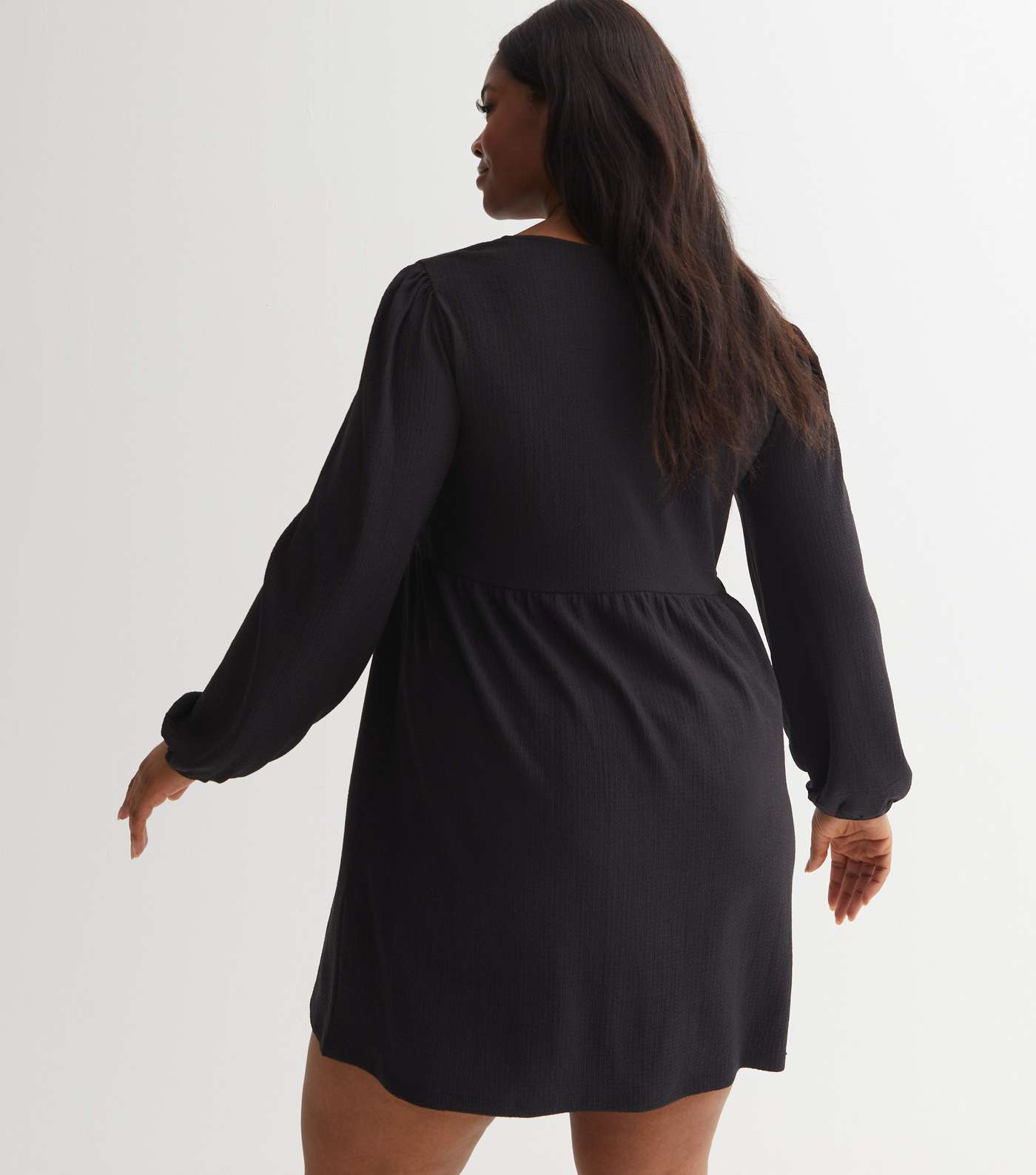 Black Crinkle Jersey Sweetheart Mini Dress Image 6