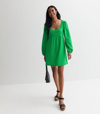 Green Crinkle Jersey Sweetheart Mini Dress