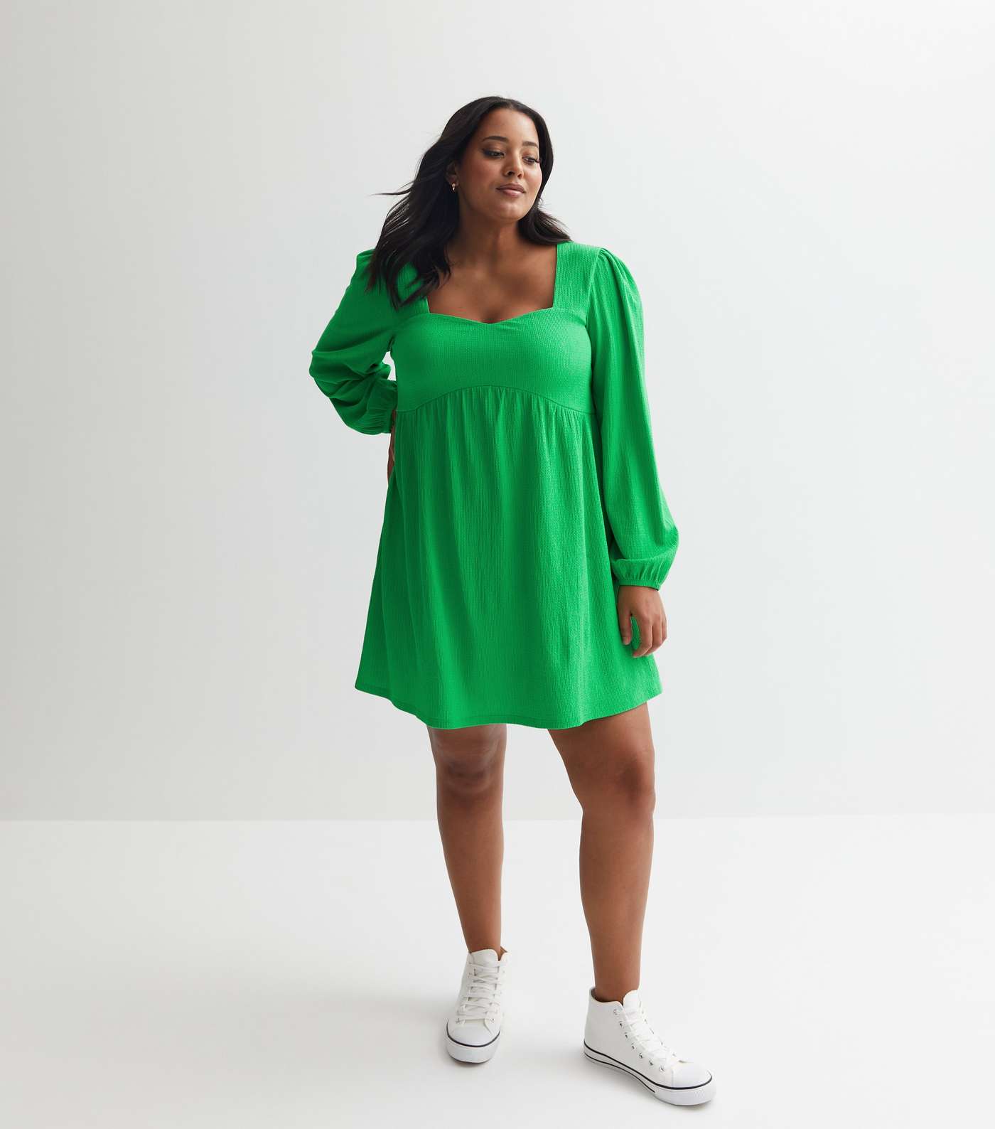 Green Crinkle Jersey Sweetheart Mini Dress Image 5