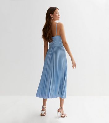 Light blue 2024 pleated skirt dress