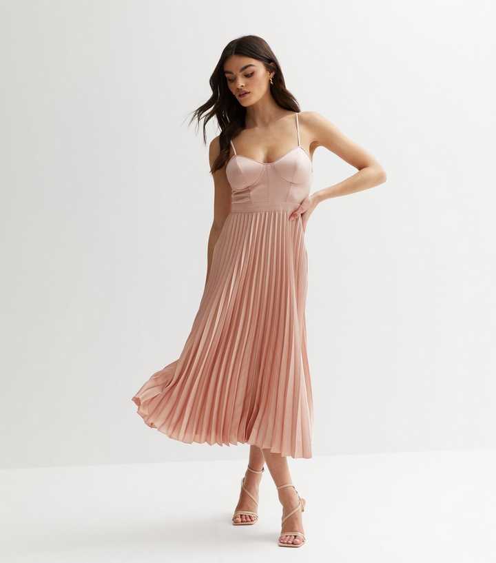 white christmas dresses Pleated Corset Midi Dress M / Pink main image 1