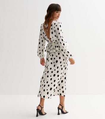 White Spot Jacquard Ruffle Midi Dress | New Look