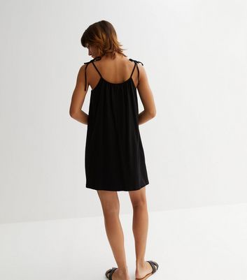 Black Strappy Mini Smock Dress New Look