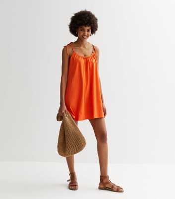 Orange Strappy Mini Smock Dress