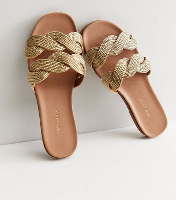 Gold flip flops store new look