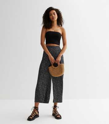 Tall Black Spot Wide Leg Trousers
