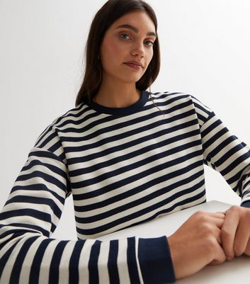 Striped on sale sleeve sweatshirt