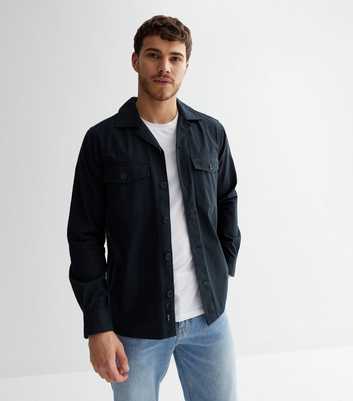 Only & Sons Navy Revere Collar Overshirt