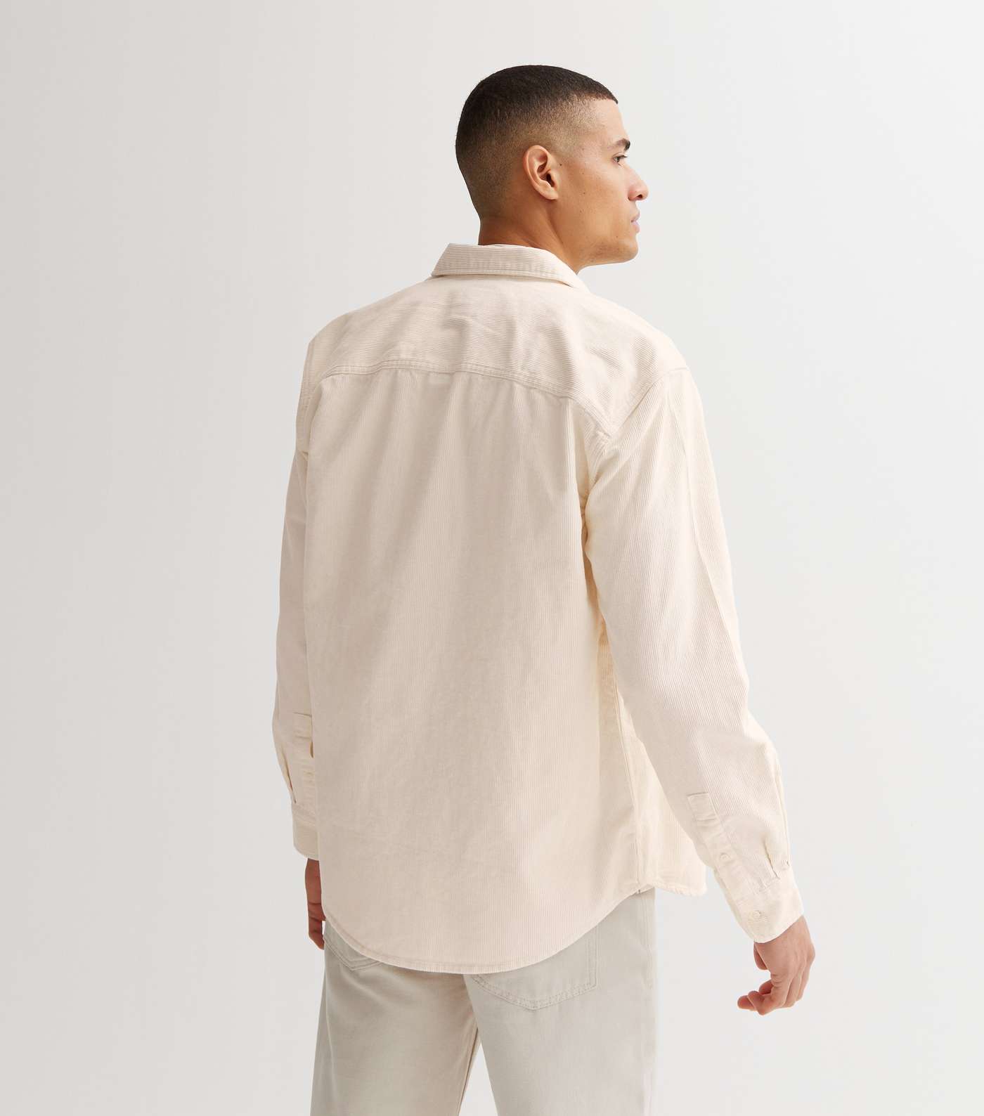 Only & Sons Off White Corduroy Pocket Front Shirt Image 4