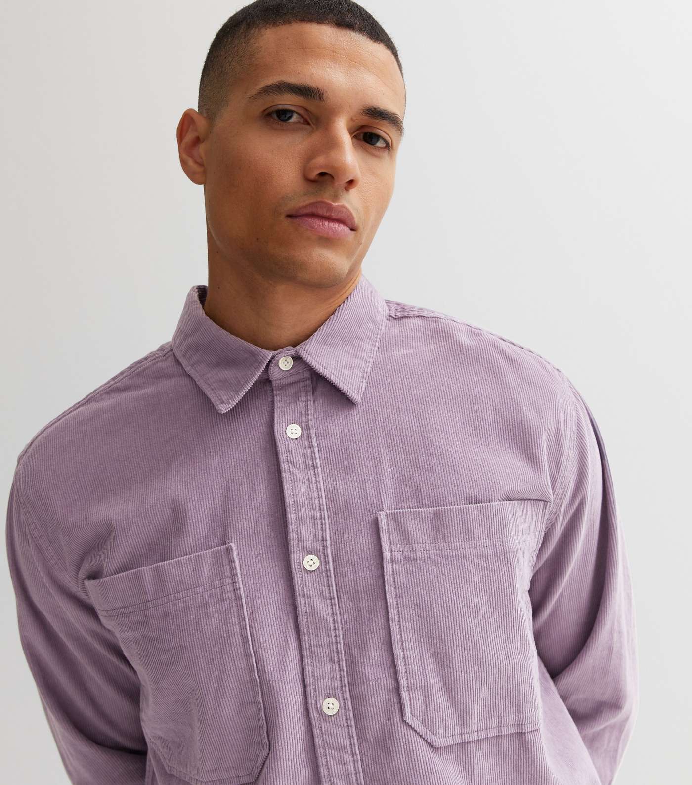 Only & Sons Lilac Corduroy Pocket Front Shirt Image 3