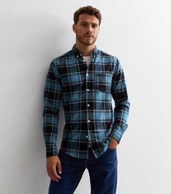 Only & Sons Black Check Long Sleeve Oxford Shirt