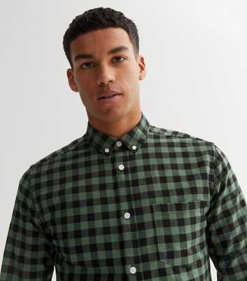 Only & Sons Green Check Long Sleeve Oxford Shirt