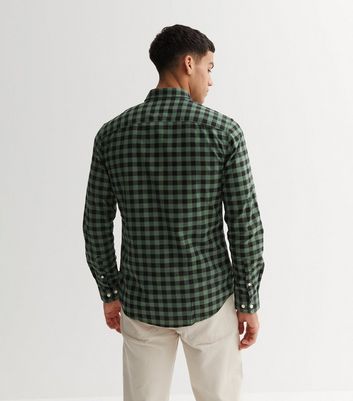 Men's Only & Sons Green Check Long Sleeve Oxford Shirt New Look
