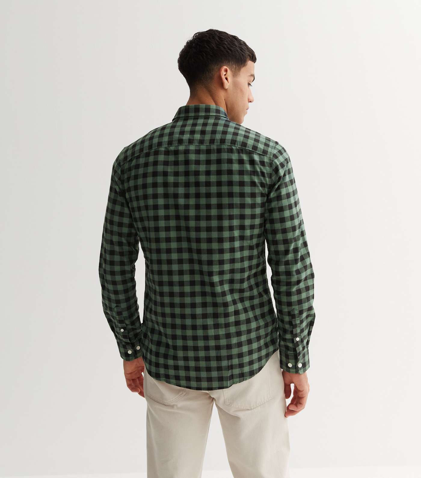 Only & Sons Green Check Long Sleeve Oxford Shirt Image 4