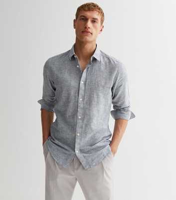 Only & Sons Pale Blue Linen-Look Long Sleeve Shirt