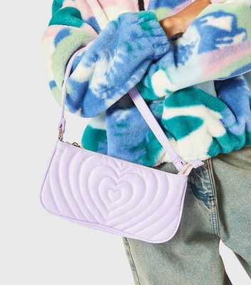 Skinnydip Lilac Quilted Heart Shoulder Bag