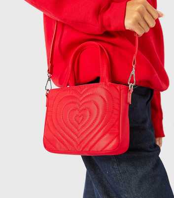 Skinnydip Red Quilted Heart Cross Body Bag